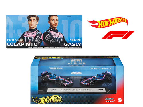 "BWT Alpine Formula One Team" Formula One F1 World Championship (2025) 2 Piece Set Diecast Model Cars by Hot Wheels-1