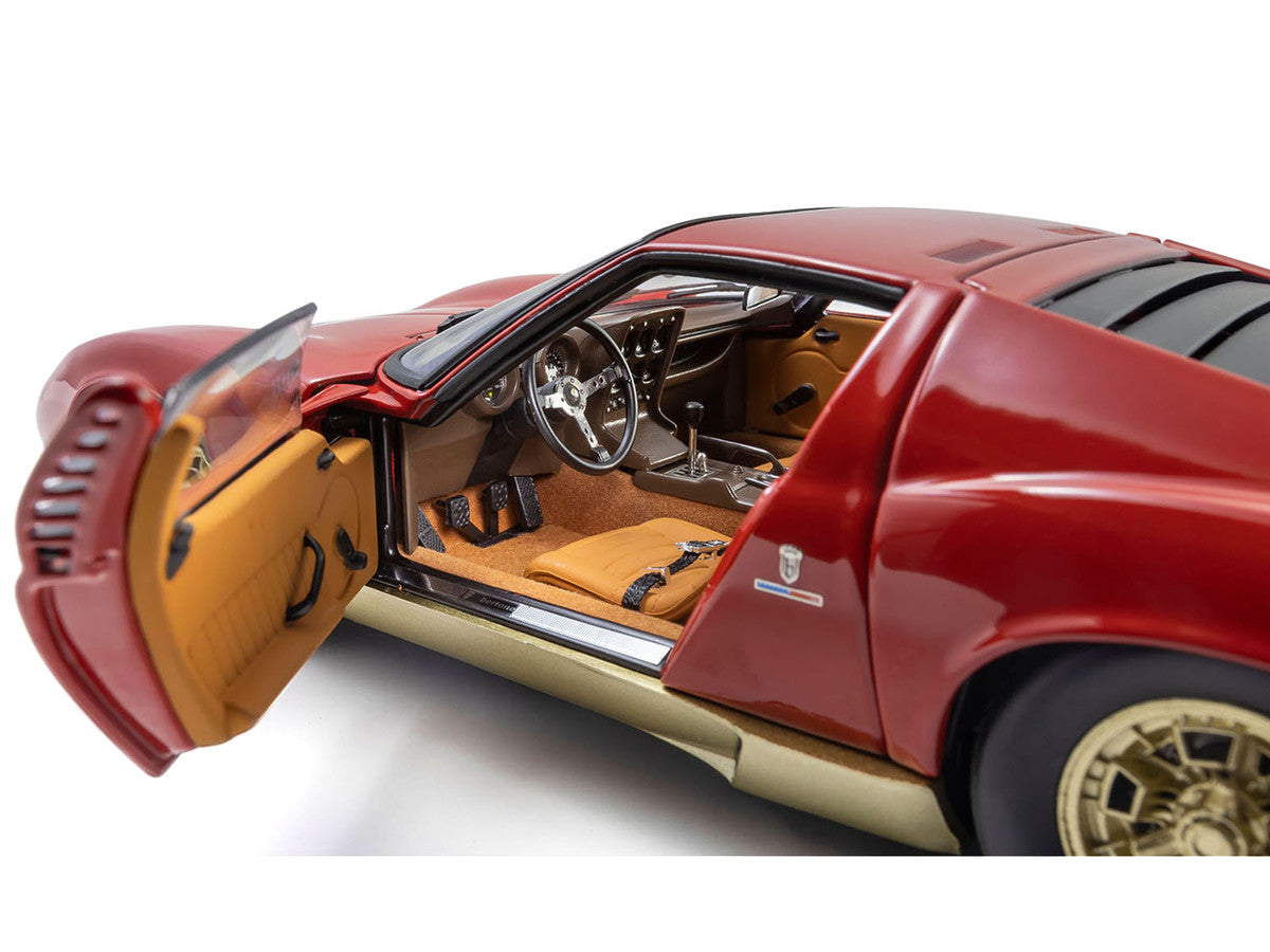 Kyosho 1/18 Lamborghini Miura P 400 Red Gold Diecast Model Car-2