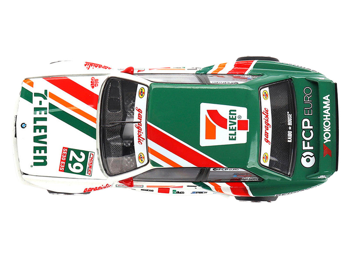 BMW M3 "Kaido Works Larry Chen V1" #29 "7-Eleven" White and Green with Graphics (Designed by Jun Imai) "Kaido House" Special 1/64 Diecast Model Car by Mini GT-2