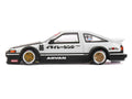 Toyota AE86 Sprinter Trueno RHD (Right Hand Drive) #86 "Kaido Street V2" Silver Metallic and Black with Carbon Hood and Graphics (Designed by Jun Imai) "Kaido House" 1/64 Die Cast Model Car by Mini GT-0