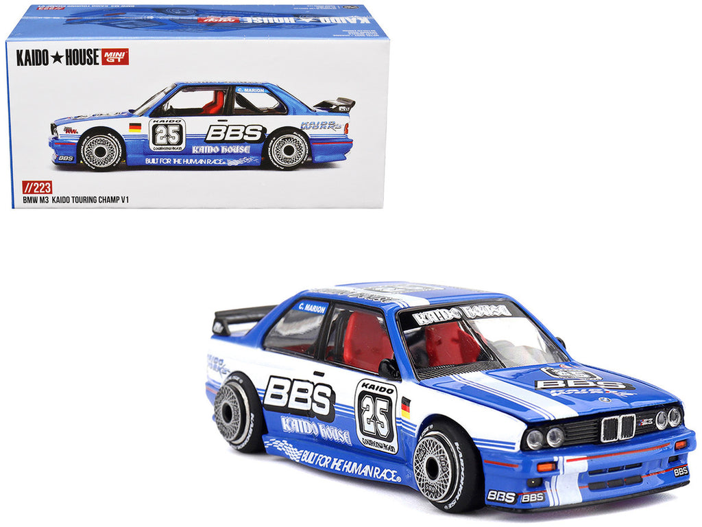 BMW M3 "Kaido Touring Champ V1" #25 Blue with White Stripes (Designed by Jun Imai) "Kaido House" Special 1/64 Diecast Model Car by Mini GT-4