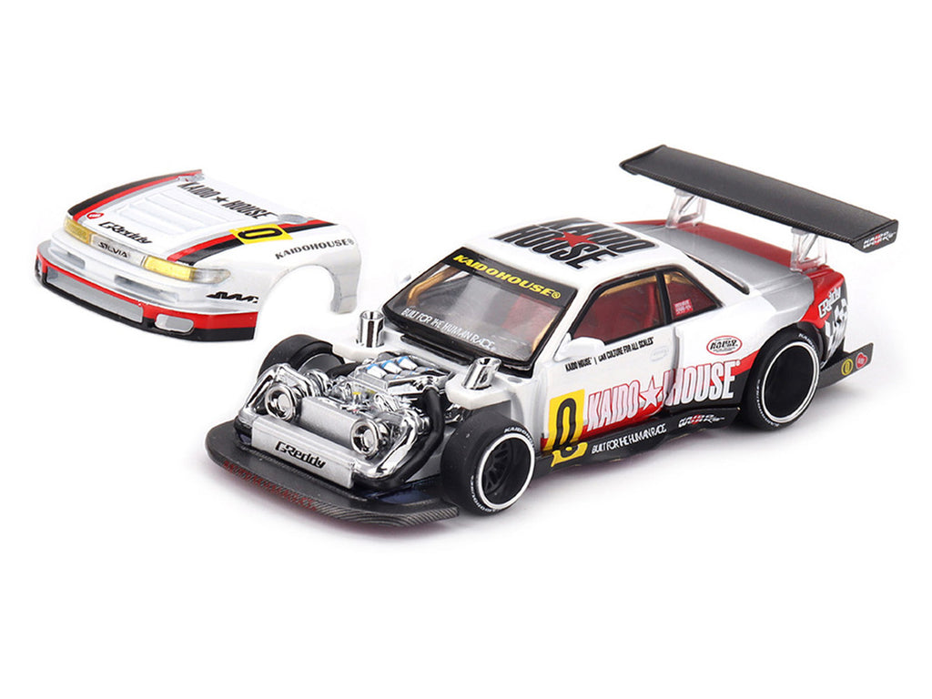 Nissan Silvia S13-R "Circuit Spec V1" RHD (Right Hand Drive) White with Graphics (Designed by Jun Imai) "Kaido House" Special 1/64 Diecast Model Car by Mini GT-2