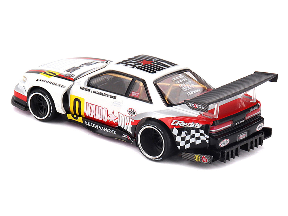 Nissan Silvia S13-R "Circuit Spec V1" RHD (Right Hand Drive) White with Graphics (Designed by Jun Imai) "Kaido House" Special 1/64 Diecast Model Car by Mini GT-0