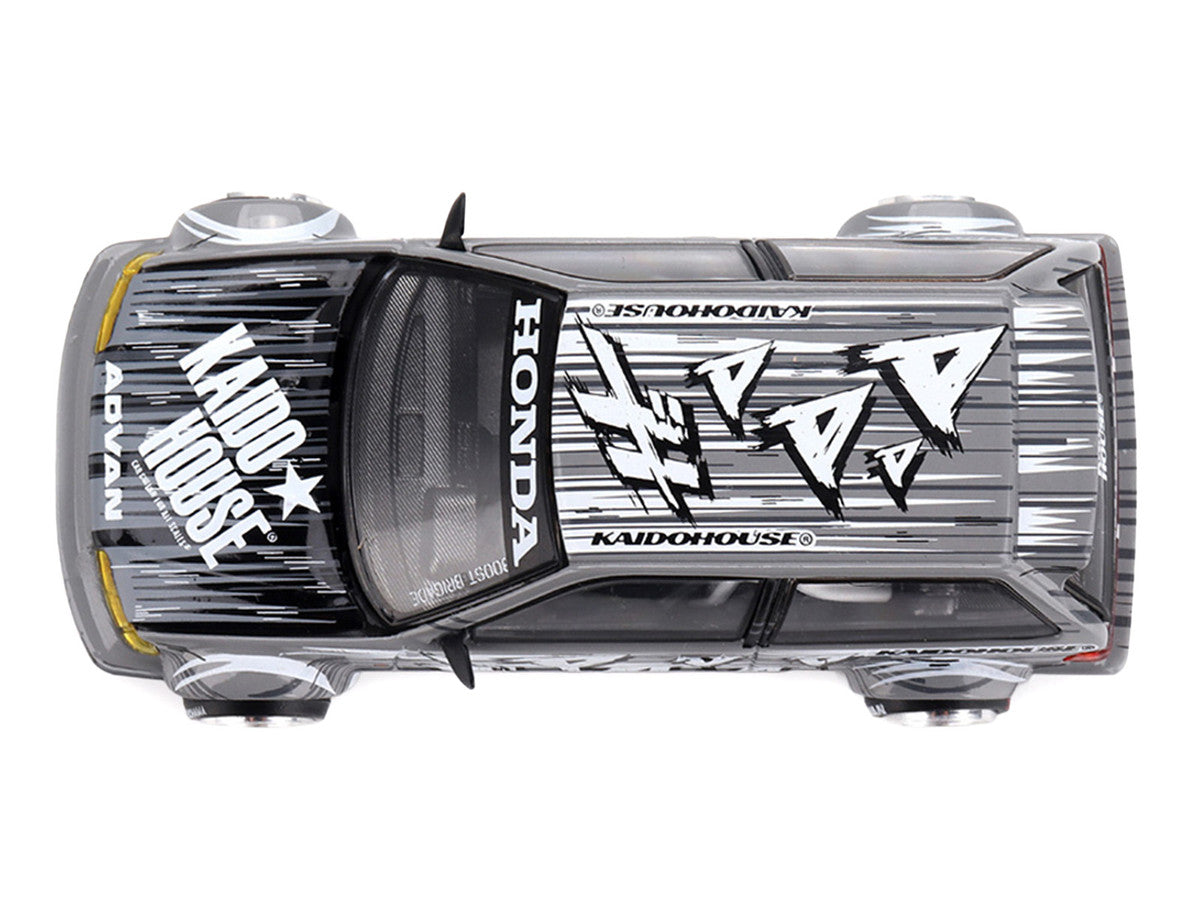 Honda Civic (EF) "Manga V1" Gray Metallic with Graphics (Designed by Jun Imai) "Kaido House" Special 1/64 Diecast Model Car by Mini GT-0