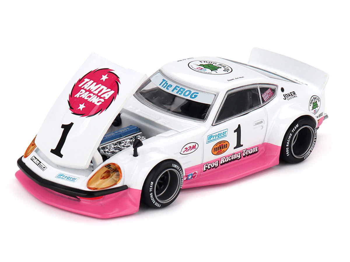 Nissan Fairlady Z RHD (Right Hand Drive) #1 "Tamiya Racing - Frog Racing Team" White and Pink (Designed by Jun Imai) "Kaido House" Special 1/64 Diecast Model Car by Mini GT-0