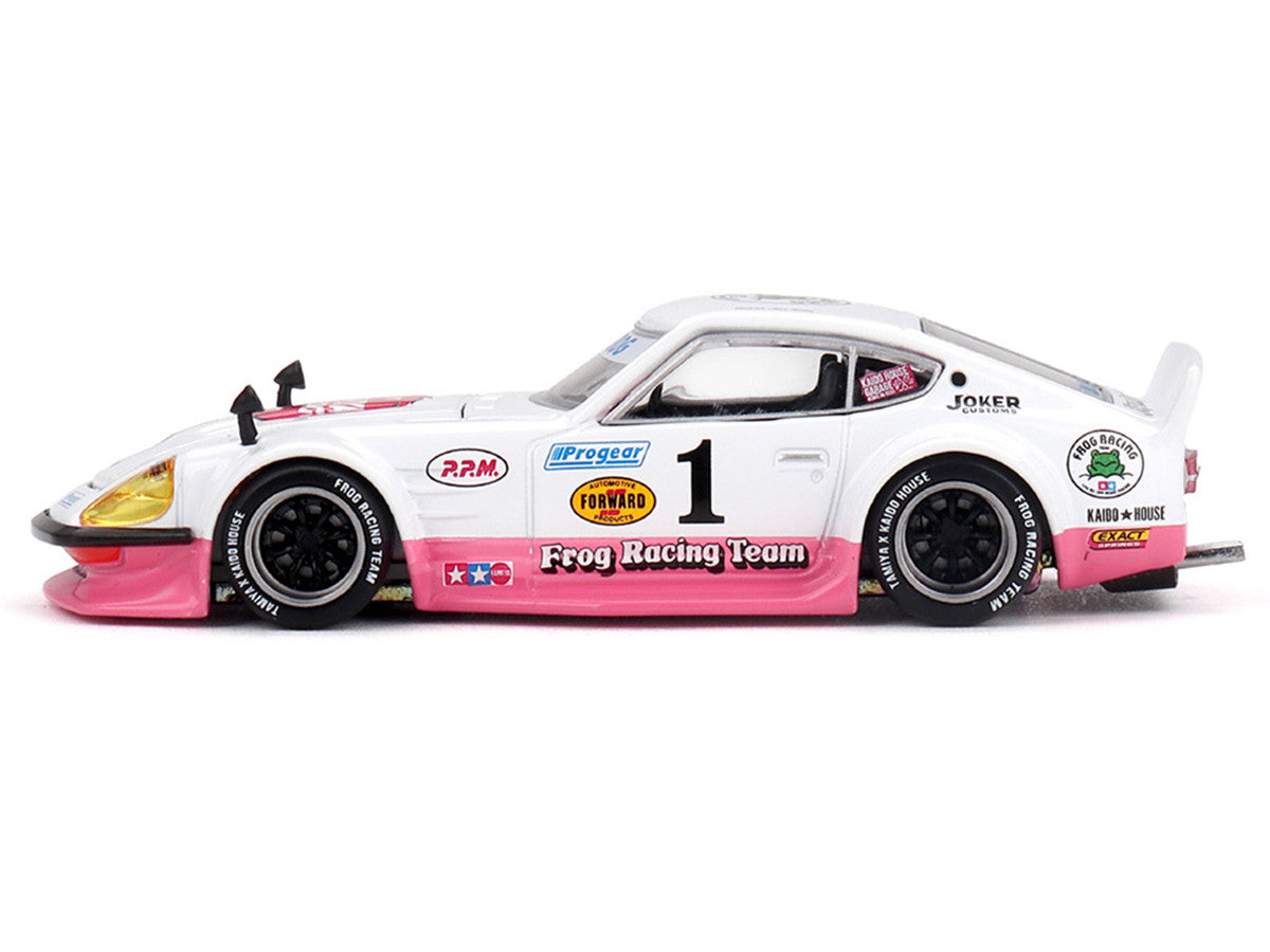 Nissan Fairlady Z RHD (Right Hand Drive) #1 "Tamiya Racing - Frog Racing Team" White and Pink (Designed by Jun Imai) "Kaido House" Special 1/64 Diecast Model Car by Mini GT-1