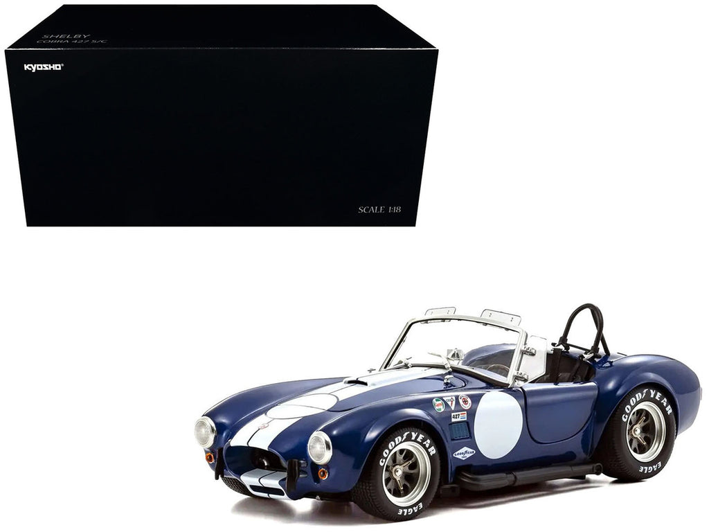 Kyosho Shelby Cobra 427 S/C 1/18 Diecast Blue White Stripes Model-4