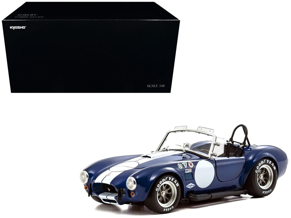 Kyosho Shelby Cobra 427 S/C 1/18 Diecast Blue White Stripes Model-4