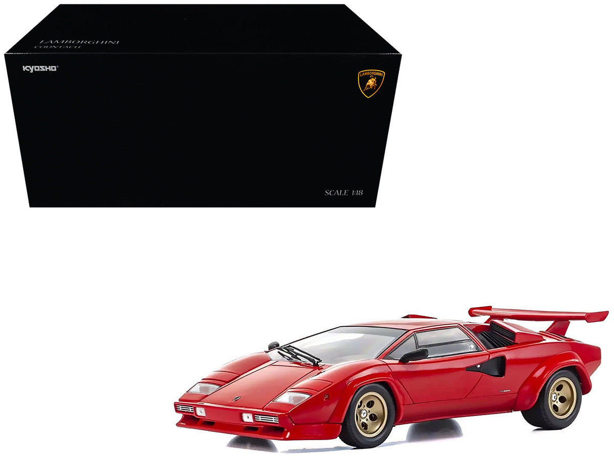Kyosho Lamborghini Countach LP5000 Quattrovalvole 1/18 Diecast Model Red Gold Wheels-4
