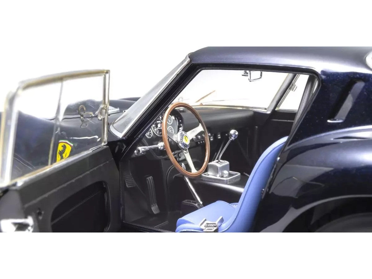 Ferrari 250 GTO 1/18 Diecast Model Car Dark Blue Metallic Kyosho-3
