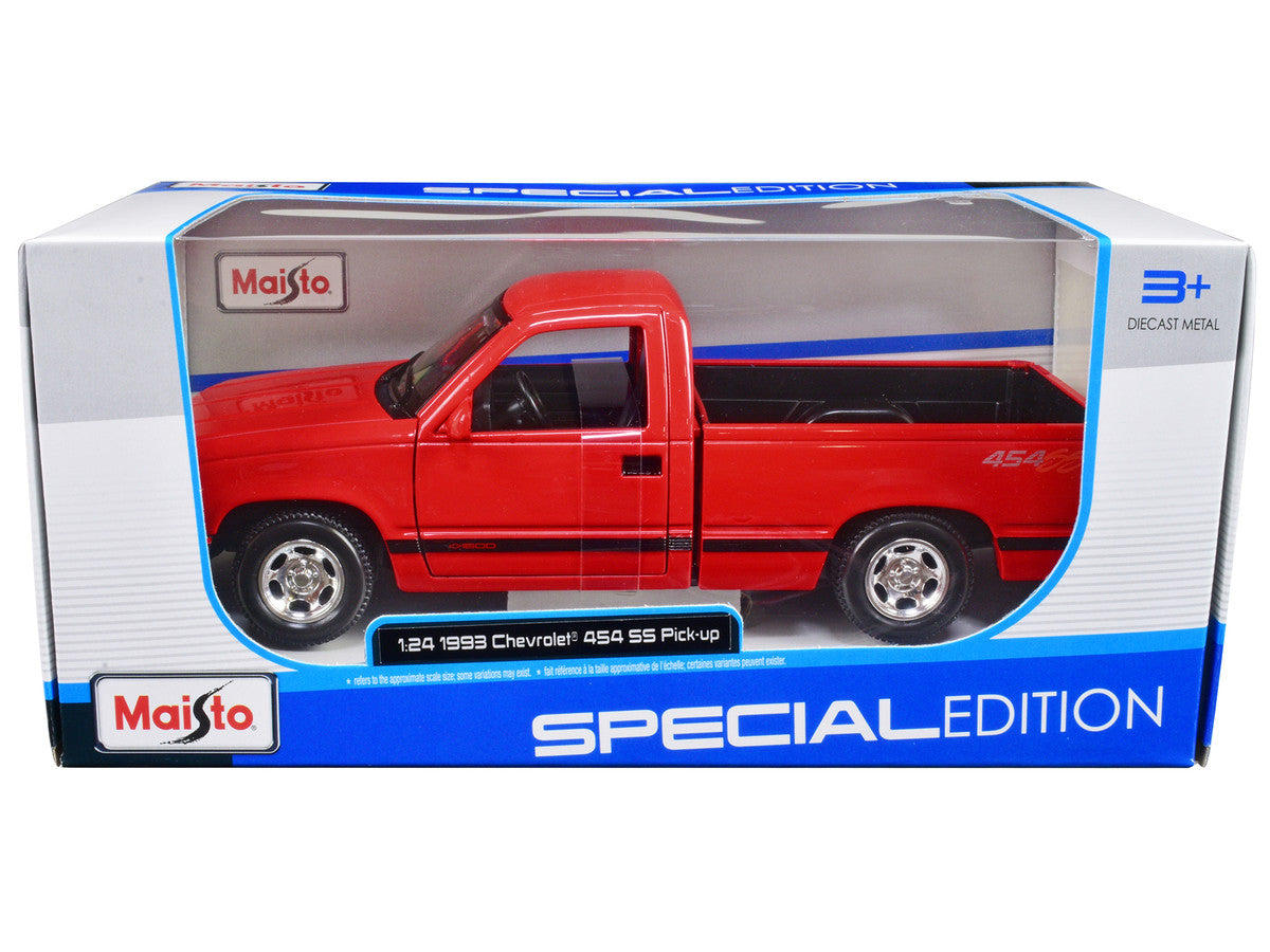 1993 Chevrolet 454 SS Pickup Truck Red 1/24 Diecast Model Car by Maisto-2