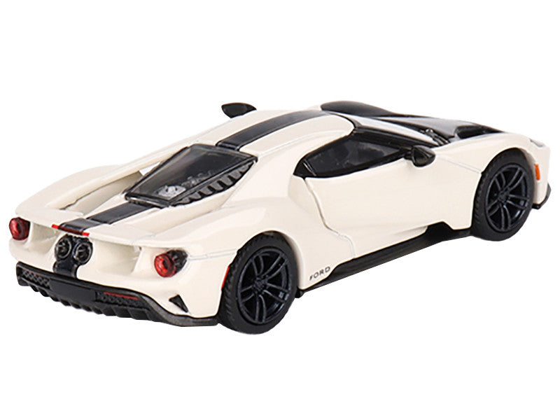 Ford GT "1964 Prototype Heritage Edition" Wimbledon White with Black Hood and Stripe Limited Edition to 2400 pieces Worldwide 1/64 Diecast Model Car by Mini GT-1