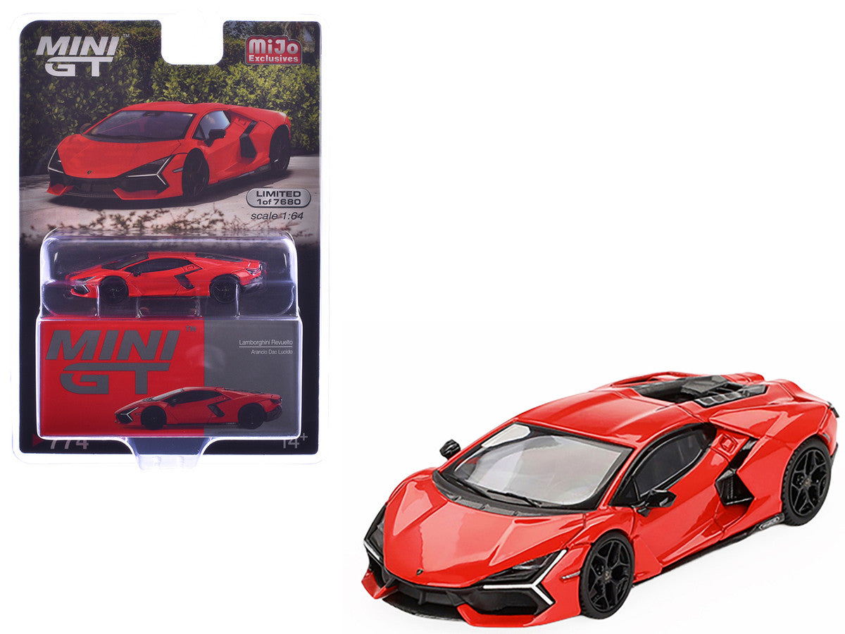Lamborghini Revuelto Arancio Dac Lucido Orange Limited Edition to 7680 pieces Worldwide 1/64 Diecast Model Car by Mini GT-3