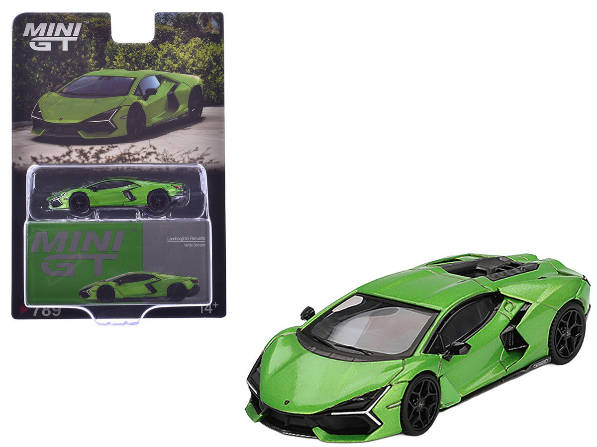 Lamborghini Revuelto Verde Selvans Green Metallic Limited Edition 1/64 Diecast Model Car by Mini GT-3
