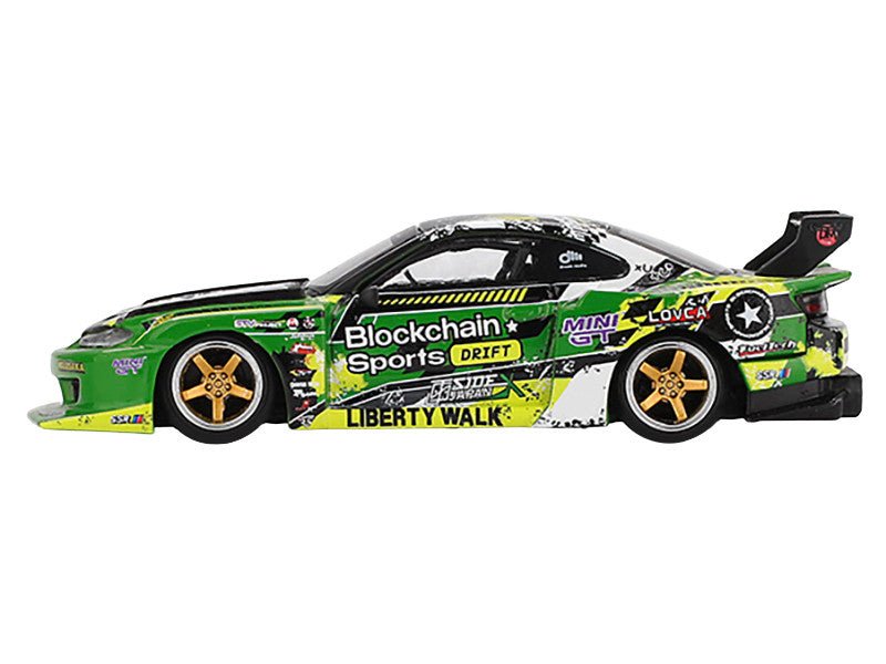 Nissan "LB-Super Silhouette" S15 SILVIA RHD (Right Hand Drive) #555 "V2" Yukio Fausto "Formula Drift Japan" (2024) Limited Edition 1/64 Diecast Model Car by Mini GT-1