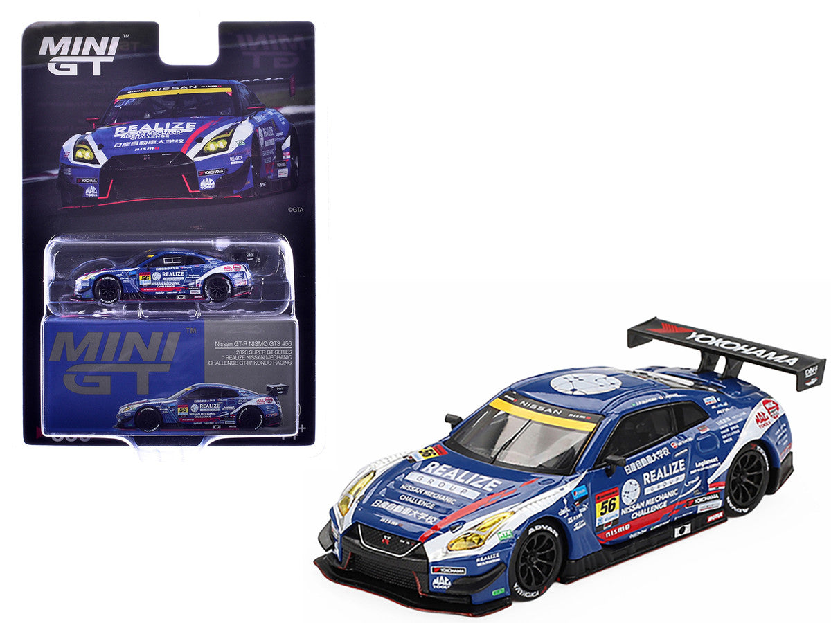 Nissan GT-R NISMO GT3 #56 Joao Paulo de Oliveira - Teppei Natori "REALIZE Nissan Mechanic Challenge GT-R" "Super GT Series" (2023) Limited Edition 1/64 Diecast Model Car by Mini GT-2