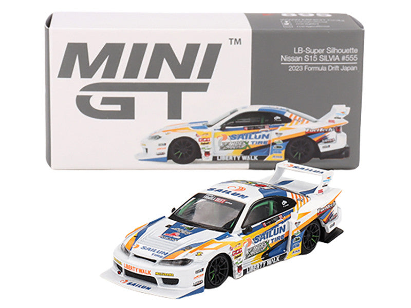 Nissan "LB-Super Silhouette" S15 SILVIA RHD (Right Hand Drive) #555 Yukio Fausto "Formula Drift Japan" (2023) Limited Edition 1/64 Diecast Model Car by Mini GT-2