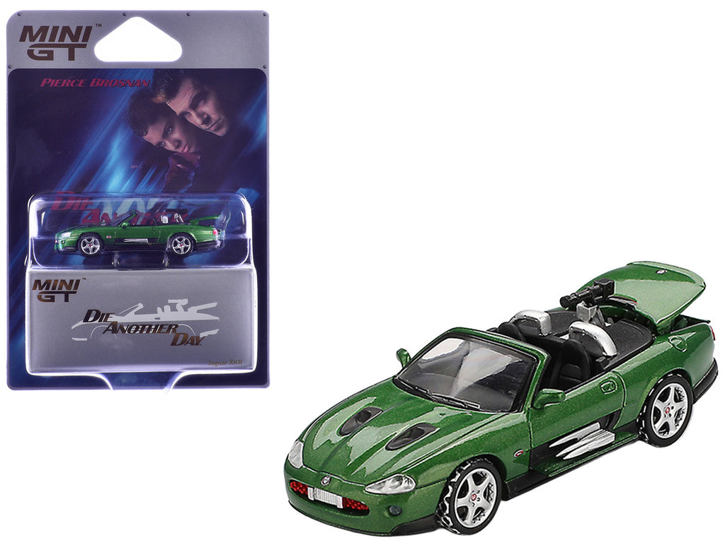 Jaguar XKR Green Metallic 007 James Bond "Die Another Day" (2002) Movie Limited Edition 1/64 Diecast Model Car by Mini GT-4