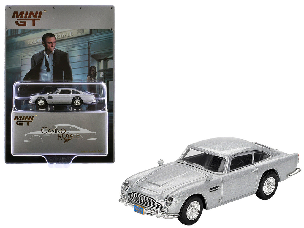 Aston Martin DB5 Birch Silver Metallic 007 James Bond "Casino Royale" (2006) Movie Limited Edition 1/64 Diecast Model Car by Mini GT-0
