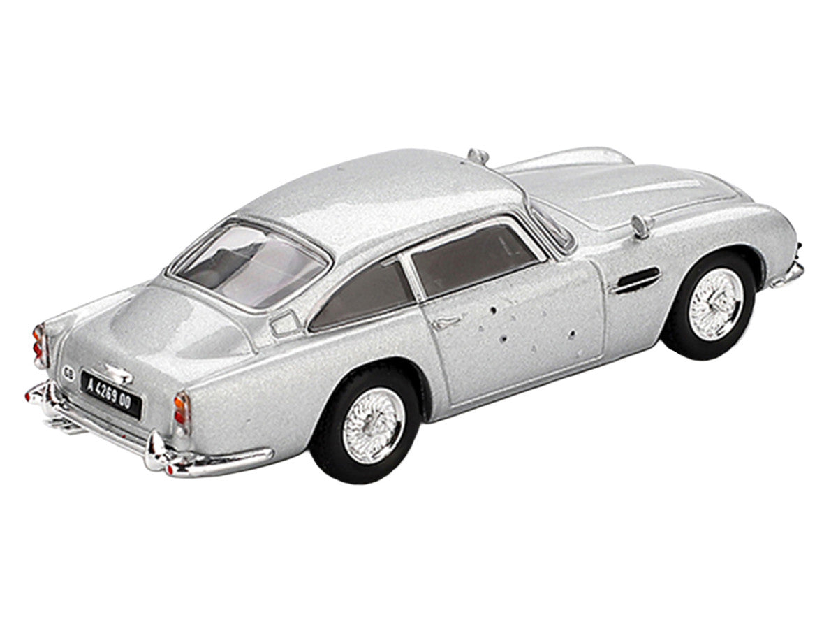 Aston Martin DB5 RHD (Right Hand Drive) Birch Silver Metallic (Damaged) 007 James Bond "Skyfall" (2012) Movie Limited Edition 1/64 Diecast Model Car by Mini GT-0
