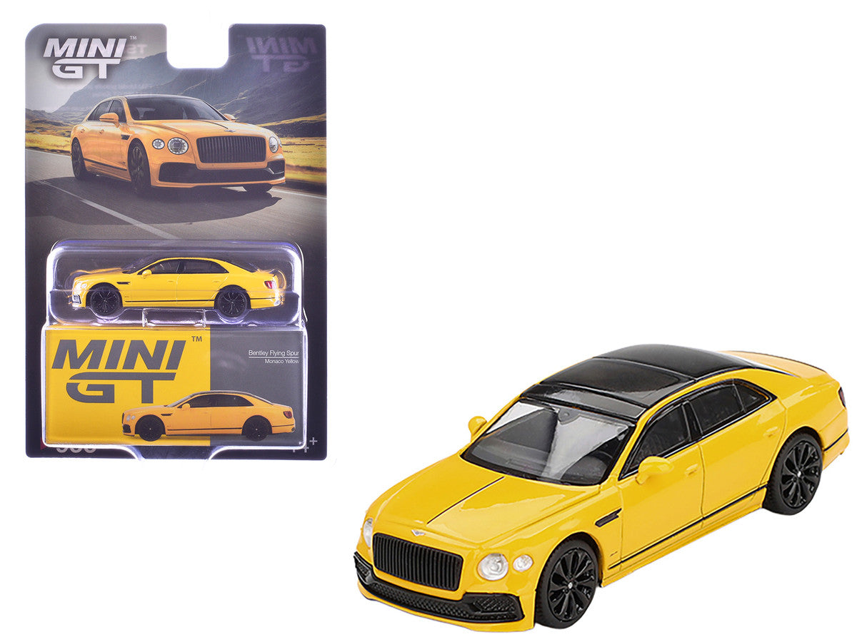 Bentley Flying Spur Monaco Yellow with Black Top Limited Edition 1/64 Diecast Model Car by Mini GT-3