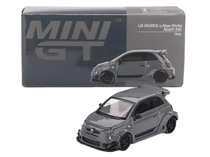 ABARTH 595 #49 "LB-Works x Abas Works" Gray Limited Edition 1/64 Diecast Model Car by Mini GT-1