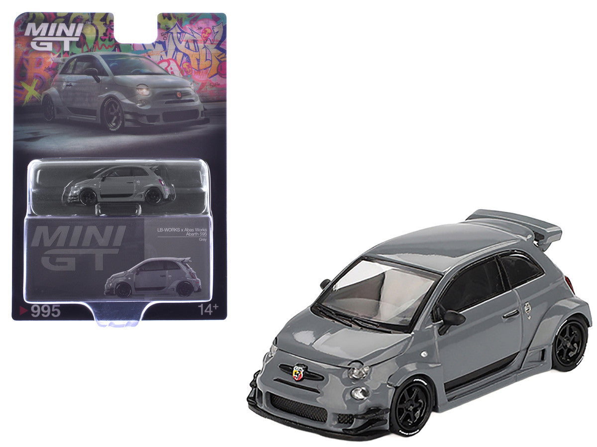 ABARTH 595 #49 "LB-Works x Abas Works" Gray Limited Edition 1/64 Diecast Model Car by Mini GT-3