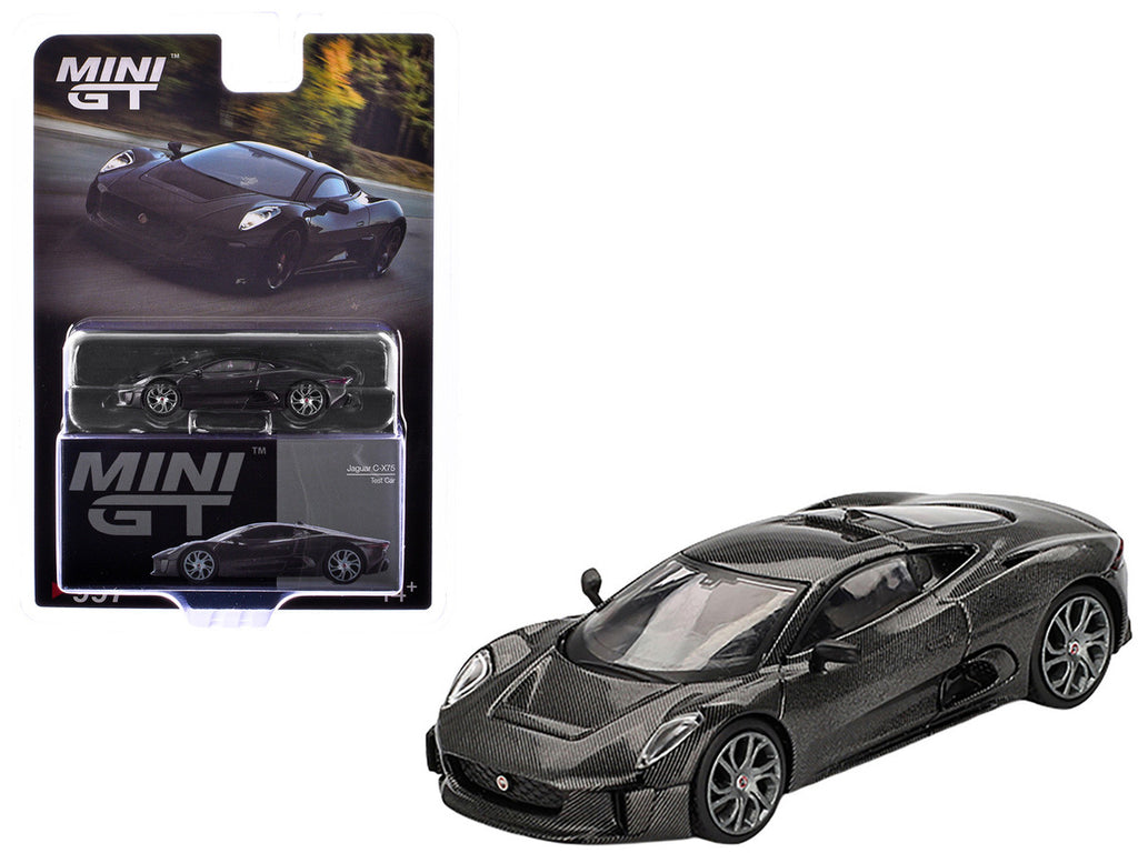 Jaguar C-X75 "Test Car" Black Carbon Limited Edition 1/64 Diecast Model Car by Mini GT-3