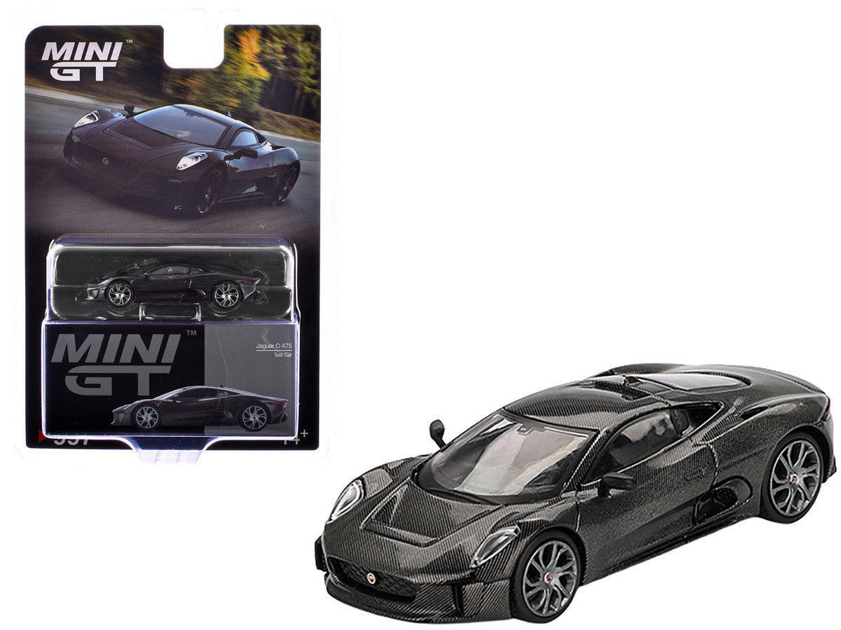 Jaguar C-X75 "Test Car" Black Carbon Limited Edition 1/64 Diecast Model Car by Mini GT-3