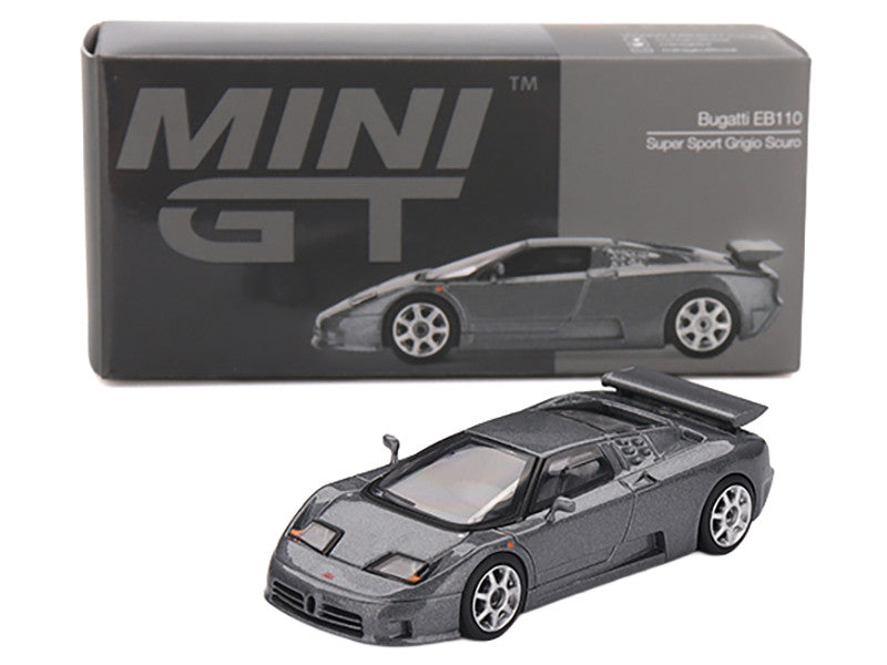 Bugatti EB110 Super Sport Grigio Scuro Dark Gray Metallic Limited Edition 1/64 Diecast Model Car by Mini GT-1