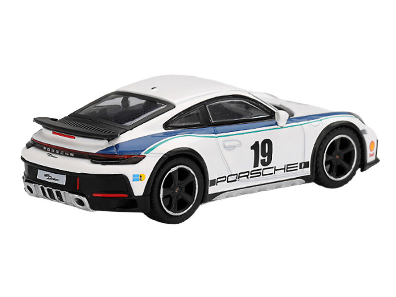 Porsche 911 Dakar #19 "Rally 1974" Tribute Livery White with Blue Stripes Limited Edition 1/64 Diecast Model Car by Mini GT-2