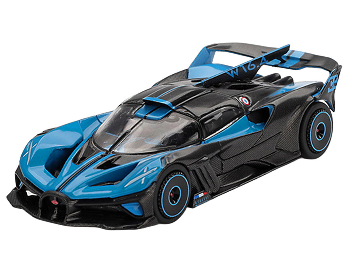 Bugatti Bolide Presentation Blue and Carbon Fiber Limited Edition 1/64 Diecast Model Car by Mini GT-1