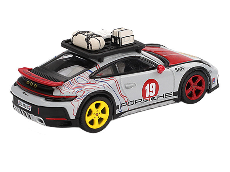 Porsche 911 Dakar #19 "Uncle Rally" Gray with Graphics and Roof Rack Limited Edition 1/64 Diecast Model Car by Mini GT-2