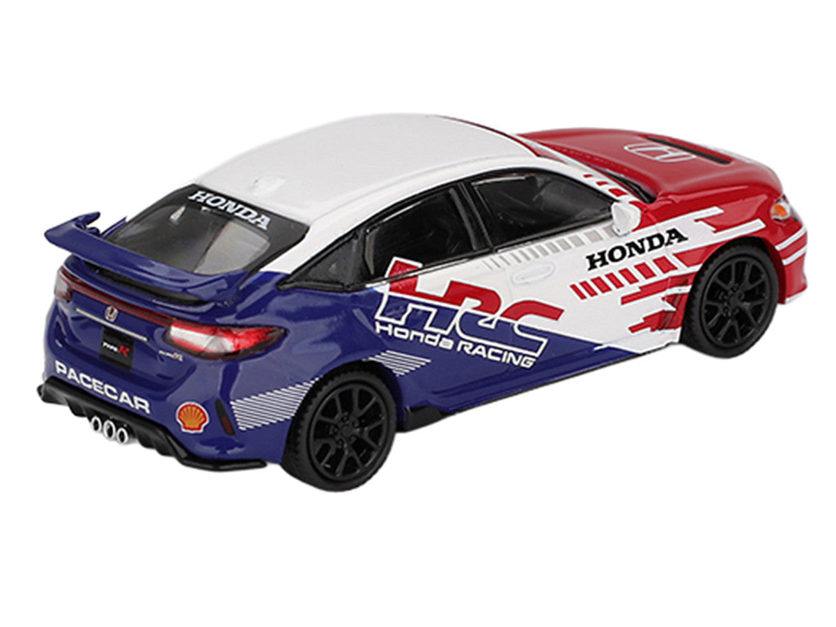 Honda Civic TYPE R "2024 Pace Car HRC" White with Red and Blue Graphics Limited Edition 1/64 Diecast Model Car by Mini GT-2