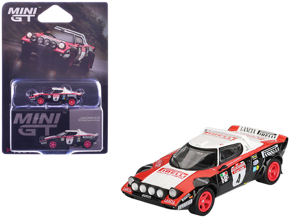 Lancia Stratos HF #4 Markku Alen - Ilkka Kivimaki Winner "Rally Sanremo" (1978) Limited Edition 1/64 Diecast Model Car by Mini GT-3