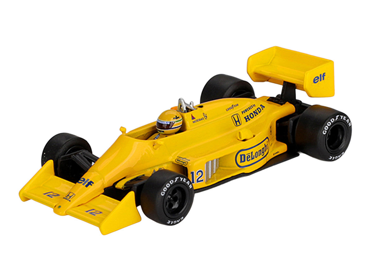 Lotus 99T #12 Ayrton Senna Winner Formula One F1 "Monaco GP" (1987) with Driver Figure Limited Edition 1/64 Die Cast Model Car by Mini GT-2