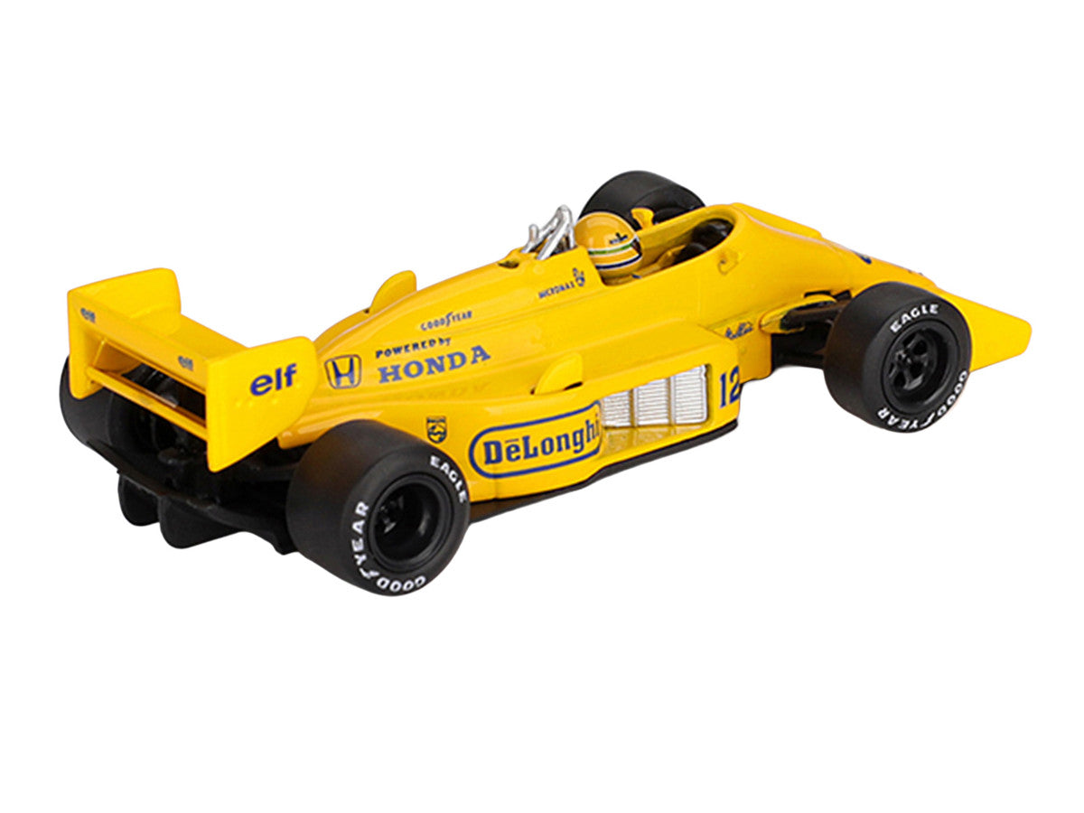 Lotus 99T #12 Ayrton Senna Winner Formula One F1 "Monaco GP" (1987) with Driver Figure Limited Edition 1/64 Die Cast Model Car by Mini GT-1