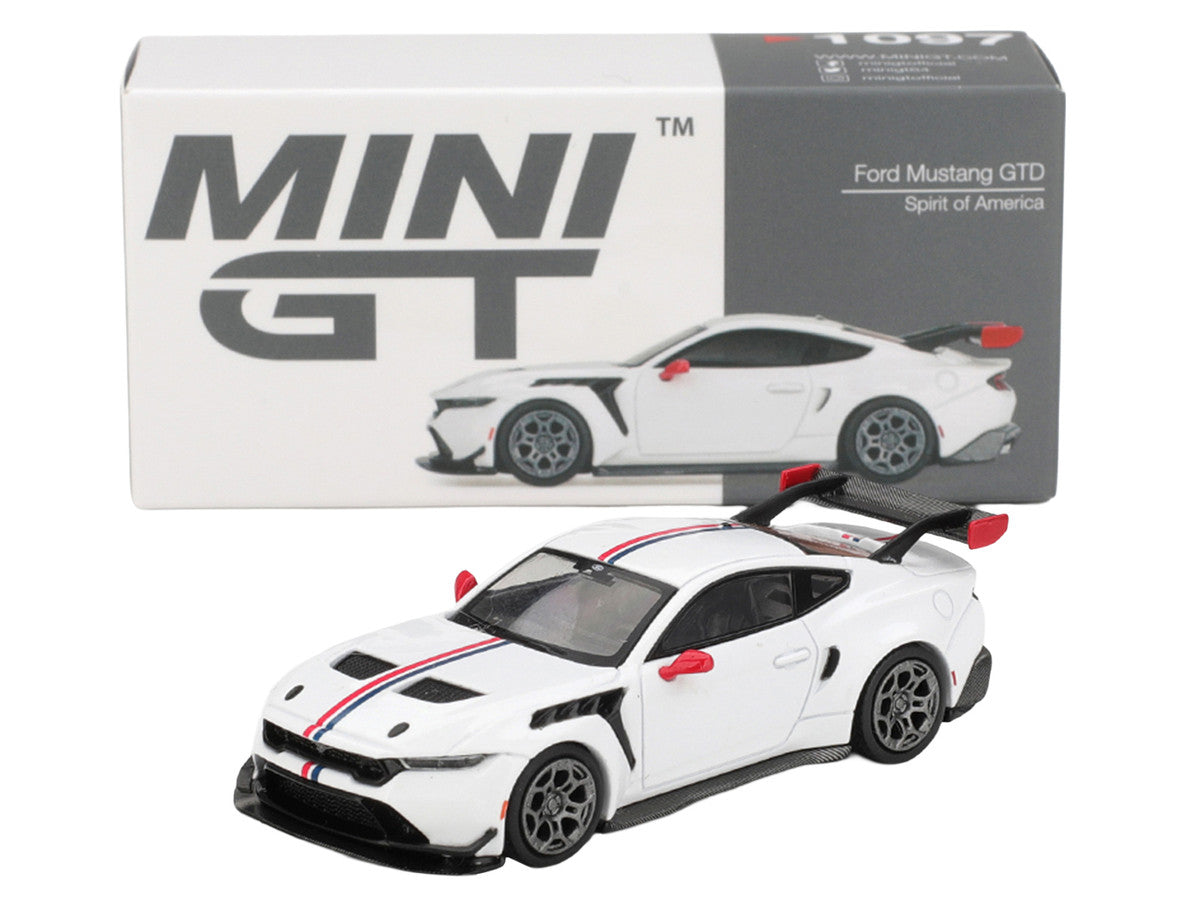 Ford Mustang GTD "Spirit of America" White with Red and Blue Stripes Limited Edition 1/64 Diecast Model Car by Mini GT-2