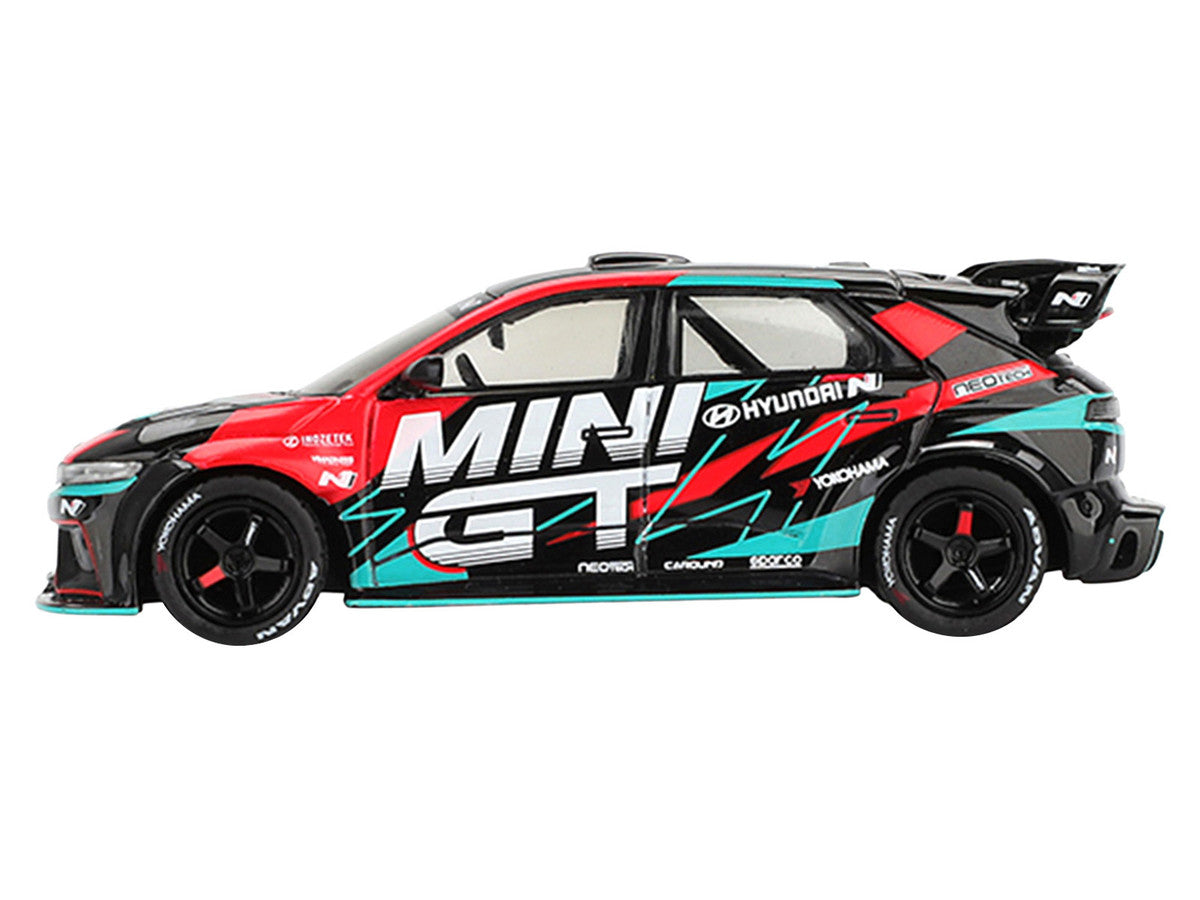 Hyundai Ioniq 5N RS-01T "Mini GT" Black with Graphics "2025 Tokyo Auto Salon" Limited Edition 1/64 Diecast Model Car by Mini GT-0