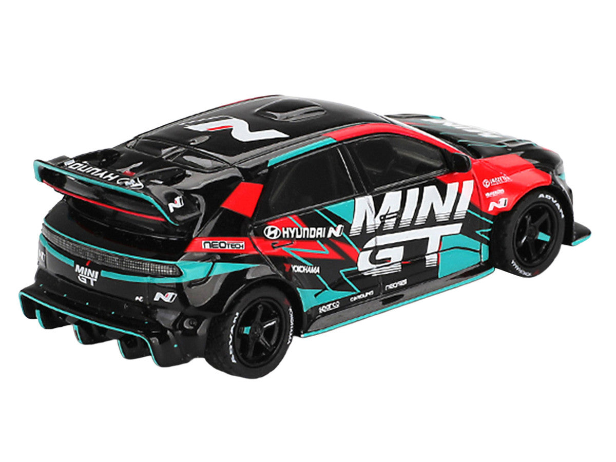 Hyundai Ioniq 5N RS-01T "Mini GT" Black with Graphics "2025 Tokyo Auto Salon" Limited Edition 1/64 Diecast Model Car by Mini GT-1