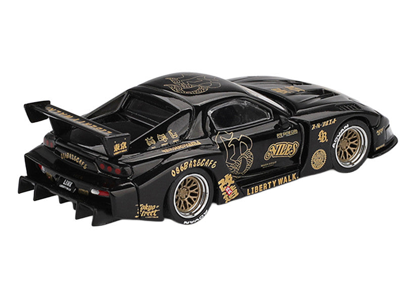 Mazda RX-7 LB-Super Silhouette "FD-NILES" Black with Gold Graphics Limited Edition 1/64 Diecast Model Car by Mini GT-1