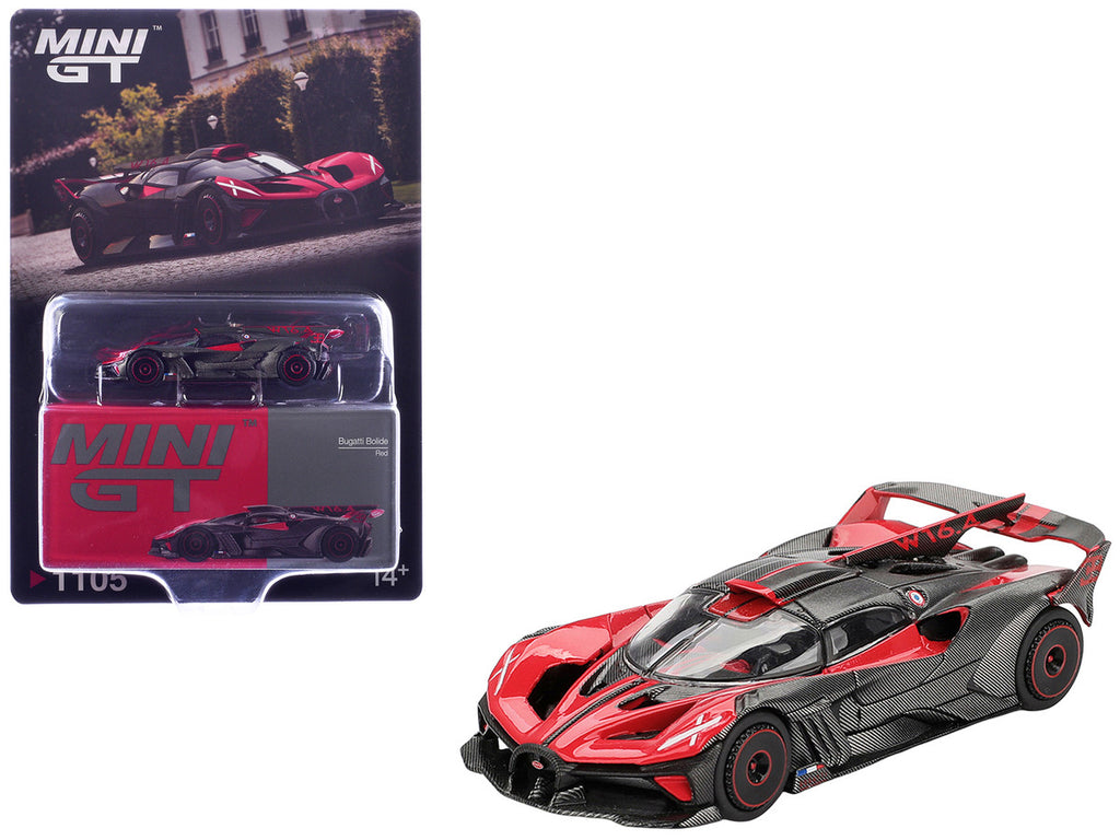 Bugatti Bolide Red and Carbon Fiber Limited Edition 1/64 Diecast Model Car by Mini GT-3