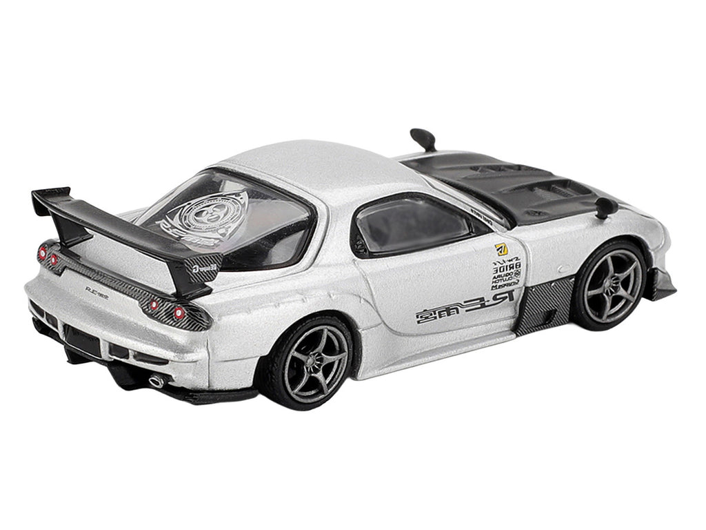 Mazda RX-7 RE-Amemiya Silver Metallic with Matt Black Hood Limited Edition 1/64 Diecast Model Car by Mini GT-1