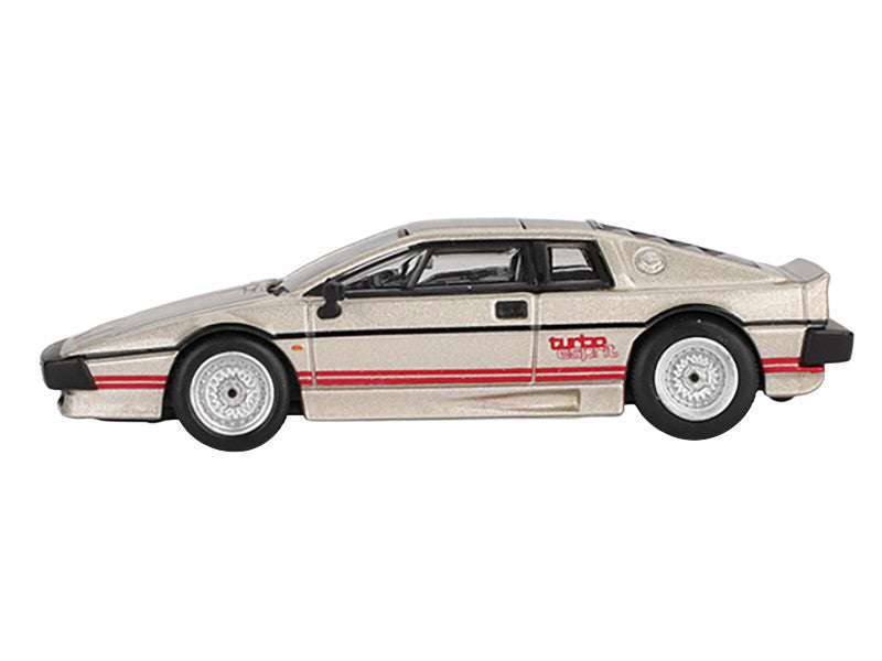 Lotus Esprit Turbo Silver Metallic with Red Stripes Limited Edition 1/64 Diecast Model Car by Mini GT-2