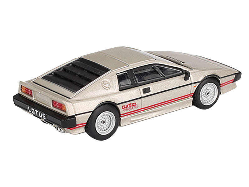 Lotus Esprit Turbo Silver Metallic with Red Stripes Limited Edition 1/64 Diecast Model Car by Mini GT-1