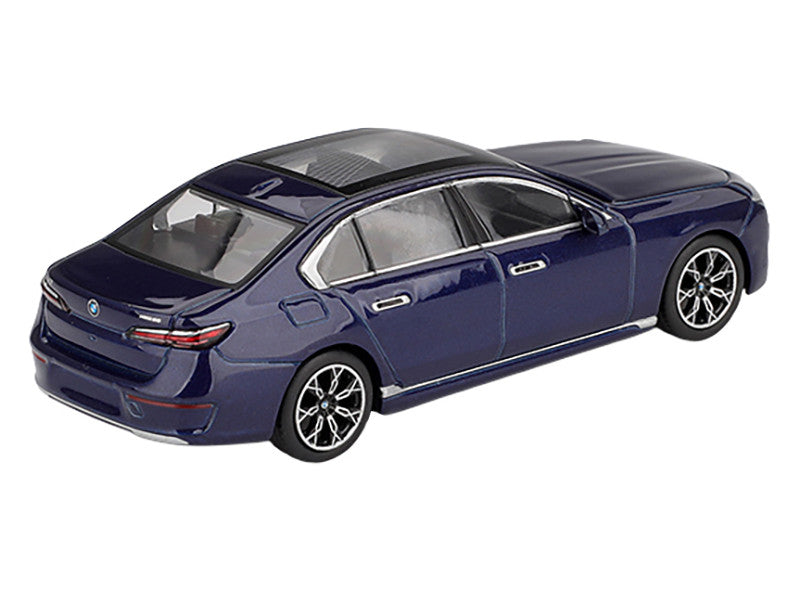 BMW i7 xDrive60 Tanzanite Blue Metallic with Sun Roof Limited Edition 1/64 Diecast Model Car by Mini GT-2
