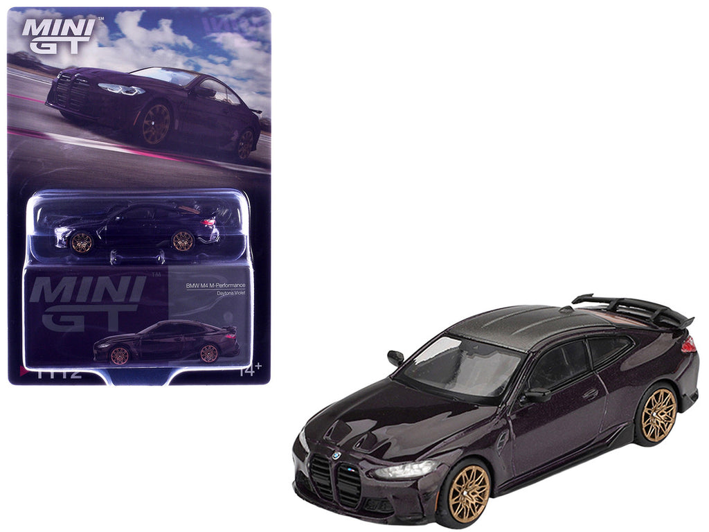 BMW M4 M-Performance Daytona Violet Metallic with Carbon Top Limited Edition 1/64 Diecast Model Car by Mini GT-3