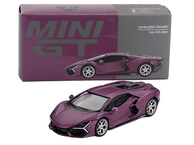 Lamborghini Revuelto Viola 30th Matt Purple Metallic Limited Edition 1/64 Diecast Model Car by Mini GT-1