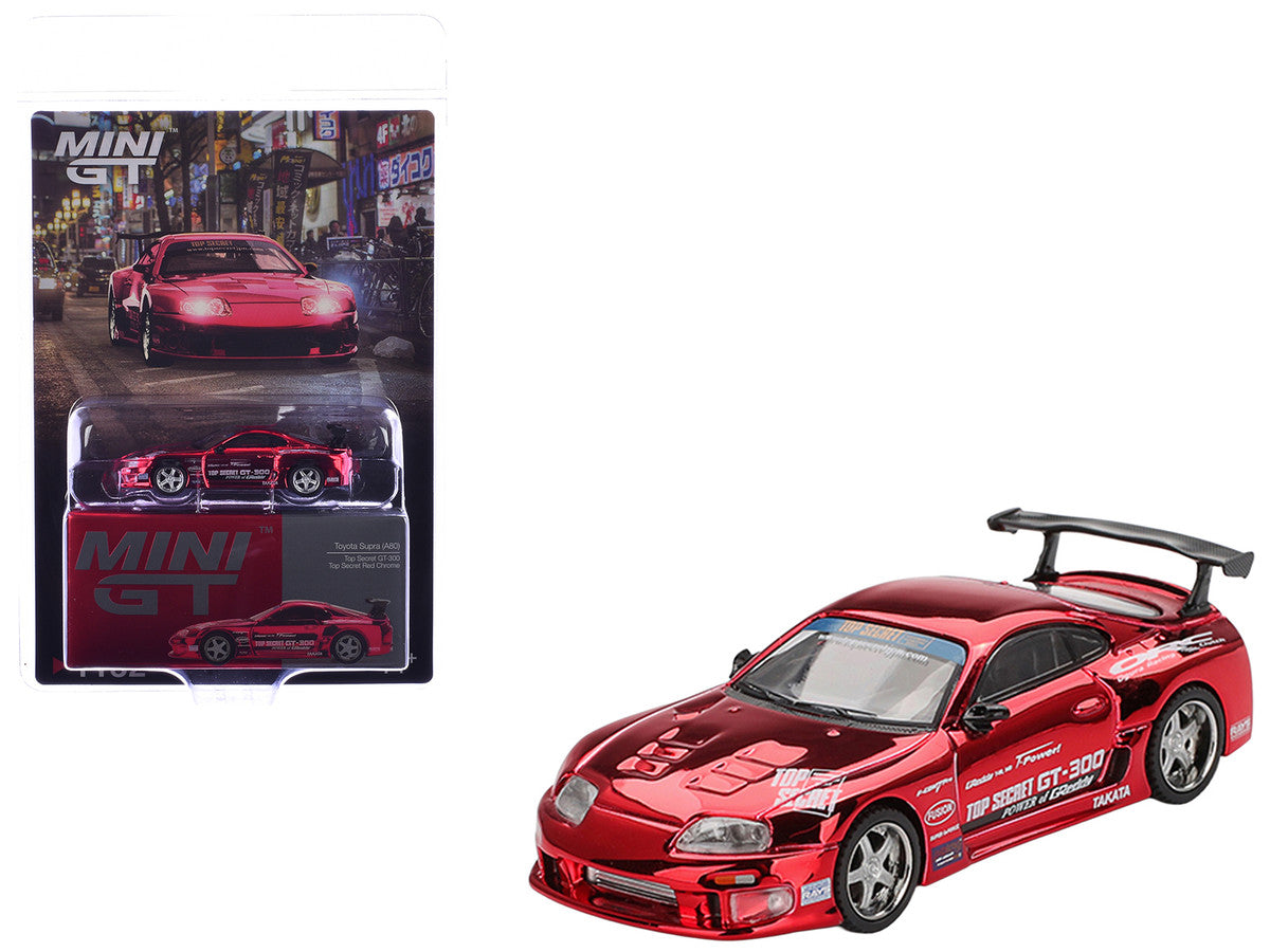 Toyota Supra (A80) Top Secret GT-300 RHD (Right Hand Drive) Red Chrome Limited Edition 1/64 Die Cast Model Car by Mini GT-3