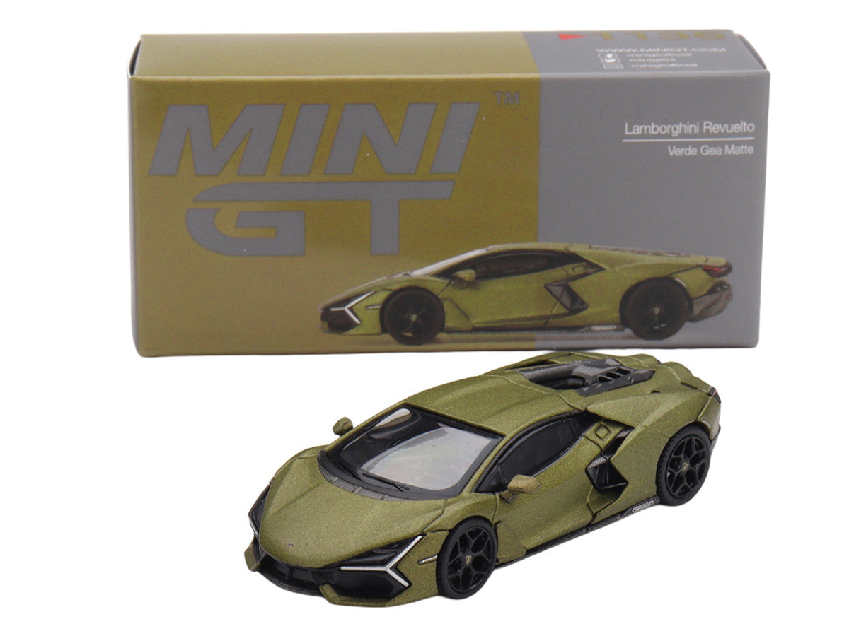 Lamborghini Revuelto Verde Gea Matte Green Metallic Limited Edition 1/64 Die Cast Model Car by Mini GT-4